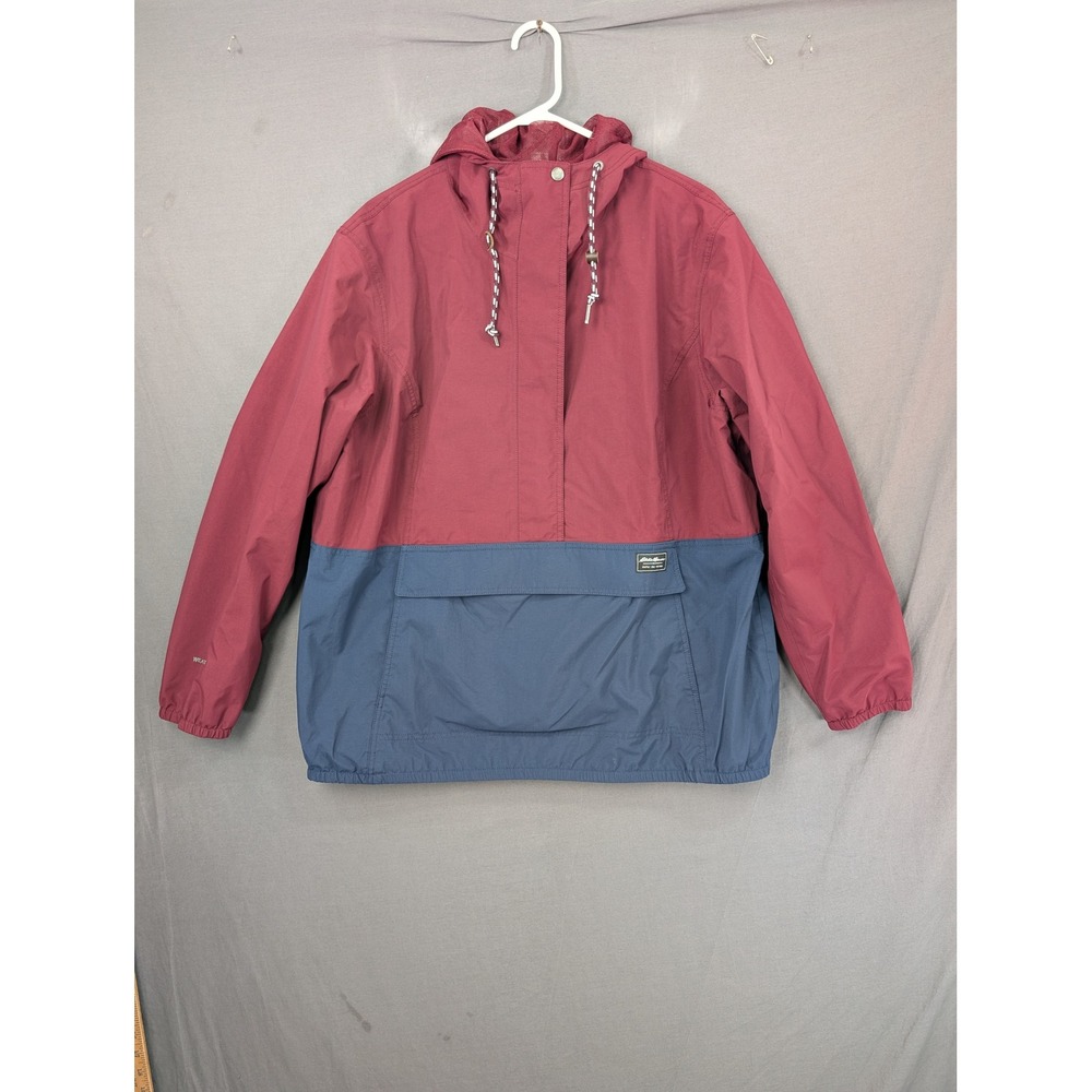Eddie Bauer Women Charly Anorak Jacket WeatherEdge Red Blue XL